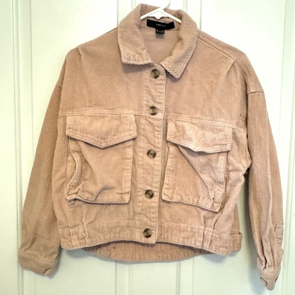 Blush Pink corduroy button jacket with pocket - Picture 2 of 5
